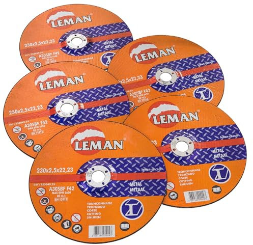 Leman 233049.05 Lot de 5 Disques de tronçonnage pour métal 230 x 2,5 x 22,23 mm