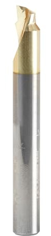 Amana Tool CNC Solid Carbide Aluminum Cutting Chamfer Edge Router Bit End Mill, ZrN Coated, 51627, 3/16 D x 1/8 CH x 1/4 Shk x 2 Inch L x Single Fl
