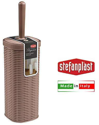 Stefanplast Scopino Scopettino da Bagno Colore Tortora Modello Elegance Effetto Vimini