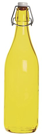Excelsa Happy Color Bottiglia Liscia 1 Litri, Vetro, Giallo, 8 x 8 x 30 cm