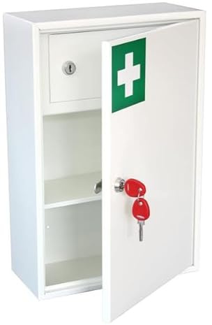 Medical Cabinet - First Aid Storage (Medium Size, 14 D x 30 W x 45 H cm) White 