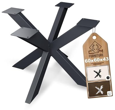 CM Furniture Base Spider Tipo Araña Cruzadas Patas de para Redondas Cuadradas Mesa Antracita Cruzadas Carga Pesada Base de Metal para Mesa de Centro Salón Forma X Estrellam Pie para Muebles A: 43 cm