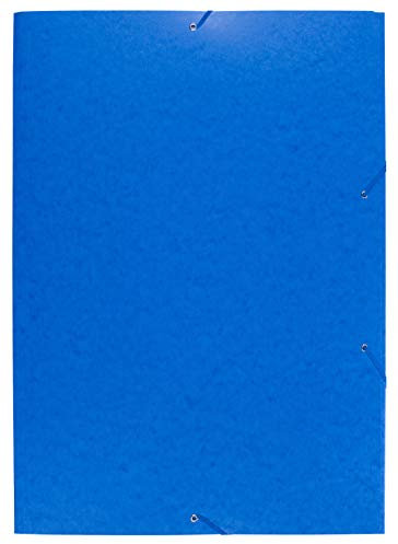 Exacompta 59652E Einschlagmappen DIN A2. Aus Colorspan-Karton mit 3 Klappen und 2 Gummizügen, 24 x 32 cm, DIN A4, blau Sammelmappe Dokumentenmappe für Büro und Schule
