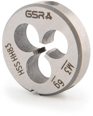 GSR Gewindeschneideisen nach DIN EN 22568 (DIN 223), B HSS Schneideisen, Metrisch, M1,4 x 0,3, Gewindeschneider für Außengewinde, Rechtsgewinde, beidseitiger Anschnitt, Hand- & Maschinengebrauch