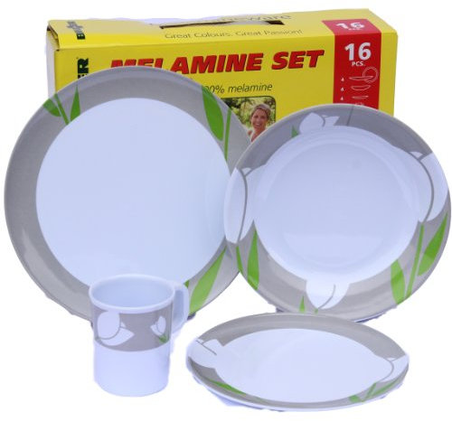Brunner Vajilla de melamina, diseño Tulip, 16 Piezas