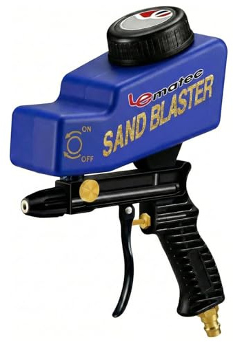 LE LEMATEC Portable Sand Blaster Gun Pro Kit (Pistola de Arena) - Premium Rust & Paint Removal for Auto, Patio & Furniture Restoration - Ceramic Nozzle - Optimized for 90 PSI 4 CFM Compressors