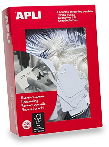 APLI Barn 00395 Hängetiketter 45 x 65 mm, Vit, 400 taggar