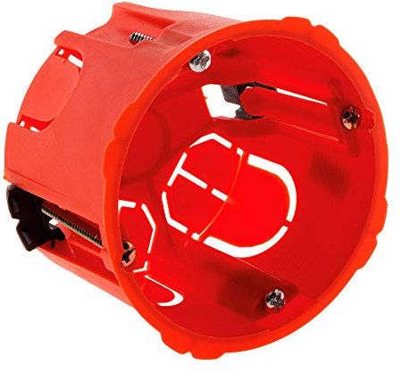 Zenitech - Caja Placo Ø67 mm P50 mm - Para Equipos Eléctricos con Tornillos y Garras - Empotrable en Muros de Placa de Yeso - Alta Resistencia al Fuego 850° - Tornillos Incluidos - Roja