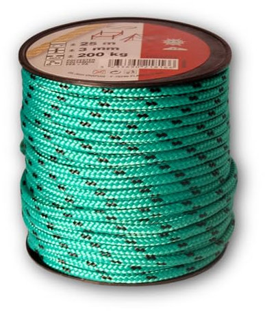 Chapuis MO325V Driza de poliéster - 200 kg - Diámetro 3 mm - Largo 25 m - Negro/Verde