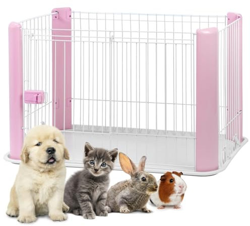 Iris Ohyama Welpenauslauf mit abschließbarer Tür, H60cm, Pink, Katzengehege, Hundebox, Hundegitter, Für Outdoor, Indoor, Welpenlaufstall, Hundezaun, Welpenzaun, Laufstall Hund, CLS-960