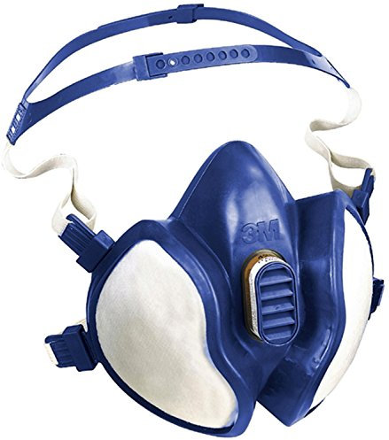 3M série 4000 - Demi-masque de protection réutilisable 3M 4277 - Filtres intégrés pour une protection contre vapeurs, gaz et particules - 1 x masque bleu/blanc