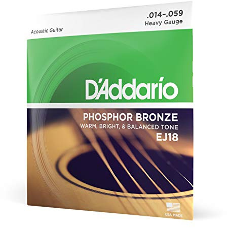D'Addario Corde Chitarra Acustica | Corde per Chitarra Acustica | Corde Acustica | EJ18 Set Corde Acustica EJ Phosphor BRZ RND WND, 14-59