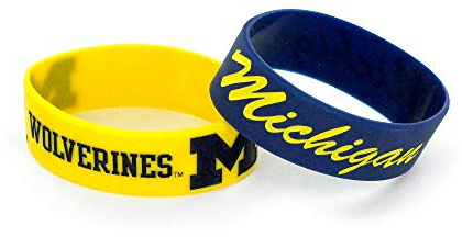 Aminco Wolverines Silicone Rubber Set, 2-Pack Sports-fan-bracelets, Team Colors, Michigan Wolverines US