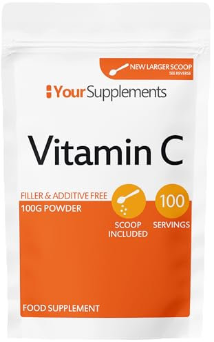 Vitamin C Powder 100g - Ascorbic Acid | 100% Pure British Pharmaceutical Grade | Non-GMO | Scoop Included