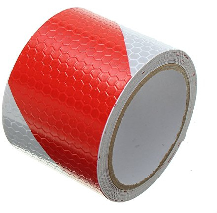 Tuqiang 3M Bande réfléchissante de sécurité Adhésif de signalisation textile Bande rétro-réfléchissante rayée Rouge / Blanc