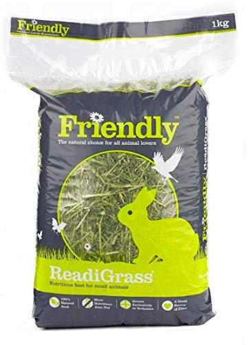 Friendly ReadiGrass Rabbit Food Dried Grass High Fibre Small Animal Food for Rabbits and Guinea Pigs, Natural and Nutritous Foraging Feed Hay Alternative - 1KG