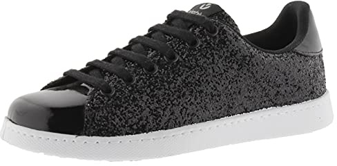 Victoria Baskets Tenis Paillettes & Pièces Métallisées & Lacets Assortis 112558 pour Femme Negro 40