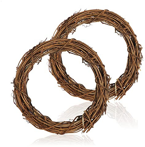 Com-Fourâ 2X Deko Holz-Kranz Aus Rattan Zum Dekorieren Z.B Von Fenstern, Tische Und Türen (2 Stück - X90Ã˜20Cm)