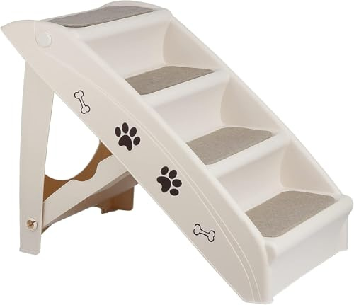 20 H 4-Step Dog Stairs for Small Dogs and Cats, Non-Slip Dog Steps for High Beds, Couch, Sofa, Sturdy Pet Steps (Tan)