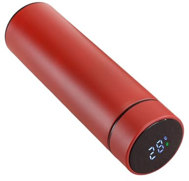Bouteille d'eau intelligente en acier inoxydable avec écran tactile LCD intelligent, garde au chaud ou au froid, tasse portable de voyage, pour thé, café, isolation sous vide sur double paroi (rouge)