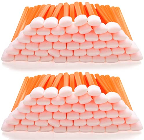 AAwipes Foam Swab Sticks (100 pcs Large Rectangular Foam Tips, 5.25, Orange) Cleanroom Cleaning Swab Sponge Stick for Inkjet Printer, Optical Instruments, Car Detailing