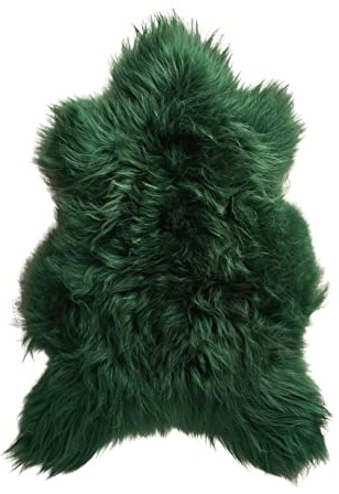Tannery Sheepskin Grün gefärbtes echtes Schafsfell Lammfell Schafsfell Teppich Pelz weiche Wolle, schaffell Hygge (ca. 110/60cm)