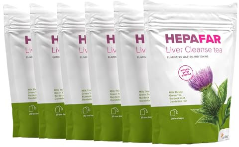 Hepafar Liver Cleanse - Tisana depurativa a base di erbe con cardo mariano, tè verde, radice di bardana e dente di leone. Un prodotto Sensilab, 120 bustine