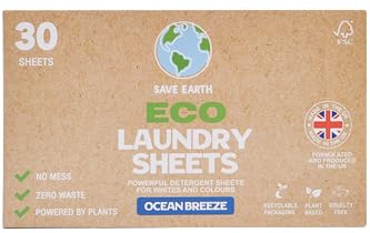 Eco-Friendly Laundry Sheets - Ocean Breeze - Biodegradable Ingredients & No Harsh Chemicals, 30 Loads