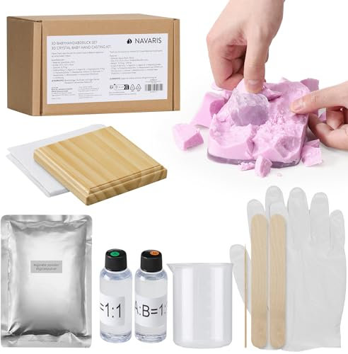Navaris Gesso per Stampi - Kit Calco Mani Piedi Bambino - Alginato per Calchi Manine Piedini Bebè - Calco Neonato Mano e Piede - Impronta Manina Piedino Bimbo