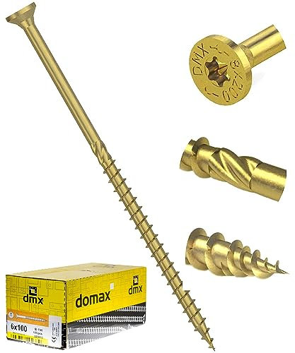 Tornillos de carpintero de 8 mm x 120 mm (paquete de 50) de cabeza avellanada Torx endurecida amarilla para madera de construcción de madera de alto rendimiento