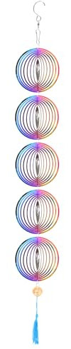 YUXUAN 3D Edelstahl Quasten Windspiel,Bunte hängende Windspiele für draußen，Stressabbau klangspiel，Geeignet für Outdoor Indoor Büro Wohnzimmer Türrahmen Flur Terrasse Garten Dekoration.