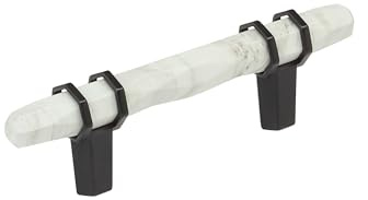 Amerock Carrione 3 inch (76mm) Center-to-Center Marble White/Black Bronze Cabinet Pull, BP36639MWBBR