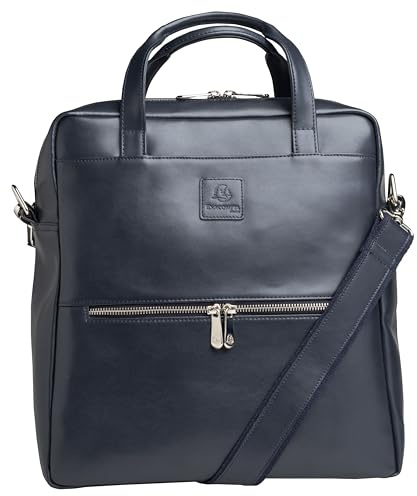 EXACOMPTA - Rif. 17237E - Zaino per computer Exactive - pelle bovina blu navy - scomparto protetto per laptop e tasca chiusa con velcro per tablet - lavoro o tempo libero