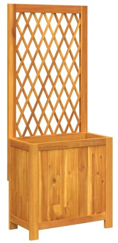 vidaXL Wooden Planter with Trellis - Raised Flower Bed Solid Acacia - Garden, Patio, Terrace - 55x29.5x132 cm