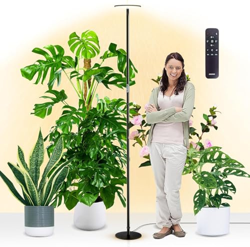 chiphy 60W 216cm Pflanzenlampe, Vollspektrum-Pflanzenlicht für Zimmerpflanzen, 4/8/12H Timer, 60W Grow-Lampe, 10 dimmbare Helligkeit, höhenverstellbar