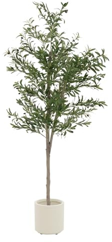 ML-Design konstgjord olivträd 210 cm stora konstgjorda växter konstgjord växt med naturligt trästam och frukter falska plastväxter i kruka för inomhus utomhus konstgjorda träd som äkta för kontor