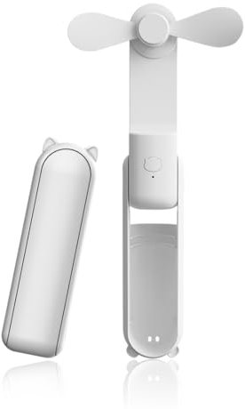 WUSJCOF Mini Ventilateur Portatif, Silencieux et Compact, de Poche, Batterie 2500 mAh, Autonomie Maximale de 12 à 48 Heures, Écran LED, Rechargeable par USB, Pour Femme et Fille (Blanc)