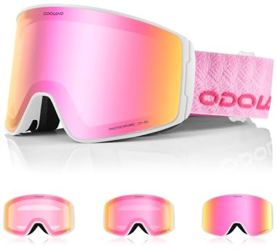 Odoland Fotokroma skidglasögon för soliga och molniga dagar, anti-dimma, UV400-skydd, snö- och snowboardmask för herr, dam, vuxen tonåring