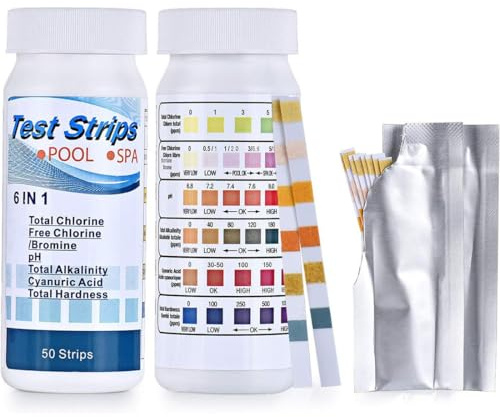 DIFLAX 150 Pezzi Strisce Test Piscina 6 in 1, PH Test Piscina, Test Acqua Piscina, Cloro Test, Bromo Test, Alcalinità Test, per Piscine, Spa, Vasca Idromassaggio