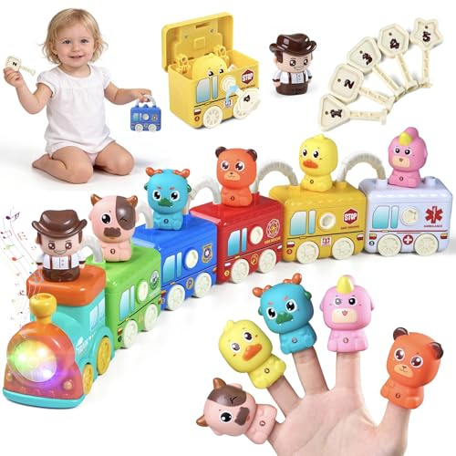 Meribbit Treno Apprendimento Montessori - Giocattolo Educativo con 5 Serrature & Animali per Bambini 2 3 4 Anni, Gioco Motricità Fine e Colori, Regalo Perfetto