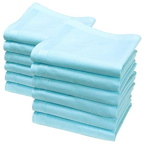 12 Pequeños pañuelos de color sólido - Modelo Lilliput - 23 centimetros (Azul cielo)