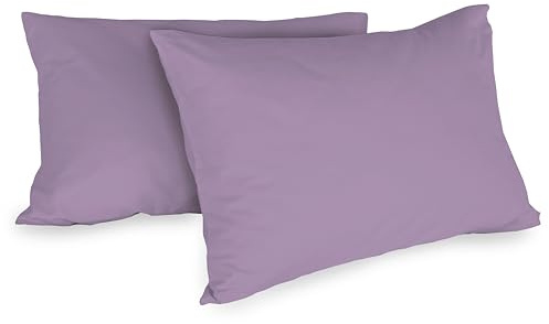 Zer0bed, Coppia Di Federe In Cotone 52x80 CM, Lilla, Set Di 2, Tinta Unita, 100 Percento Cotone, Cusino Letto, Chiusura A Busta