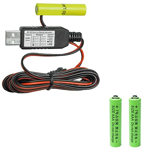 USB Power Converter DC Buck Boost Battery Eliminator Replace 1 to 4pcs 1.5V 3V 4.5V 6V AA AAA Connect Multi for LED Light,Radio, Keyboard Piano (3-AAA 4.5V)
