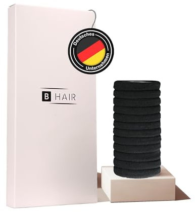 B HAIR | 50 Haargummis ohne Naht | Schwarz, elastisch, metallfrei | Haargummi für Frauen (Damen), Männer (Herren), Mädchen und Jungen | Haarband für alle Haare und Zopfarten
