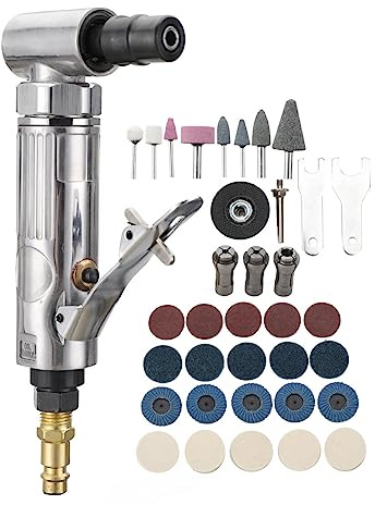 YILIKISS 90 Grad Druckluft Winkelschleifer Set, Stabschleifer Gesenkschleifer 1/4 BSP Pneumatischer Schleifer Winkelschleifer Polierschleifmaschine Kfz Werkzeug