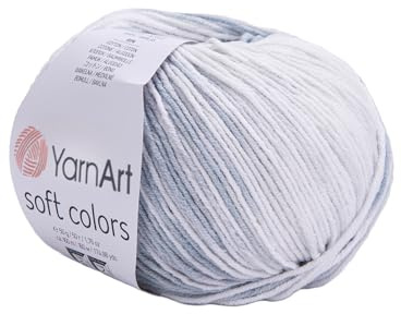 YarnArt Soft Colors - Variegated Sport Yarn 55% Cotton 45% Acrylic - 1 Skein/Ball 50g 174 Yds - Soft Knitting Cotton for Amigurumi