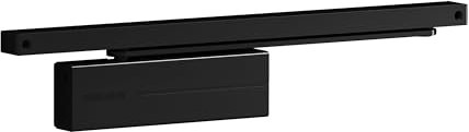 TESA DC175 DC175-9005 cierrapuertas, EN 3/4, para puertas hasta 80 kg, brazo deslizante, para puertas cortafuegos, acabado Negro RAL 9005, control regulable, cierre estable en alto tránsito