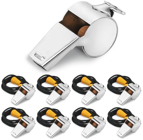 Yamitora 8 Stück Trillerpfeife Edelstahl, Schiedsrichter Pfeife mit Entfernbar Schlüsselband, Laut und Deutlich, Profi Sportpfeife für Fußball, Schiedsrichter, Schulsport, Hundetraining, Trainer