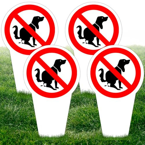 Prohibido Cagadas De Perro,4 Piezas 30cm*15cm*3mm Cartel De Advertencia Para Perros,Señal Prohibido Dejar Excrementos De Perros Para Perros Para Marcas De Advertencia En El Jardín