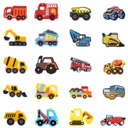 RAMGLYO 20er-Pack Kinder-Schuhdekoration, LKW-Auto-Schuh-Ornamente, PVC-Schuh-Ornamente, Dekoration, Zubehörnadeln für Jungen, Mädchen und Teenager